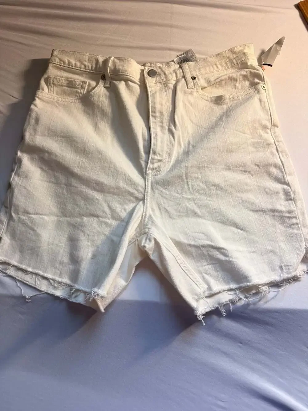 Banana Republic Premium Denim High-Rise Straight White Cut-Off Shorts Size 32